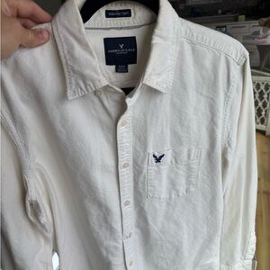 American Eagle Cream Button-Up Shirt